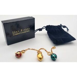 JOAN RIVERS‎ CLASSIC COLLECTION 3 ENAMEL EGG CHARMS W/ EXTENDERS GOLDEN EGG